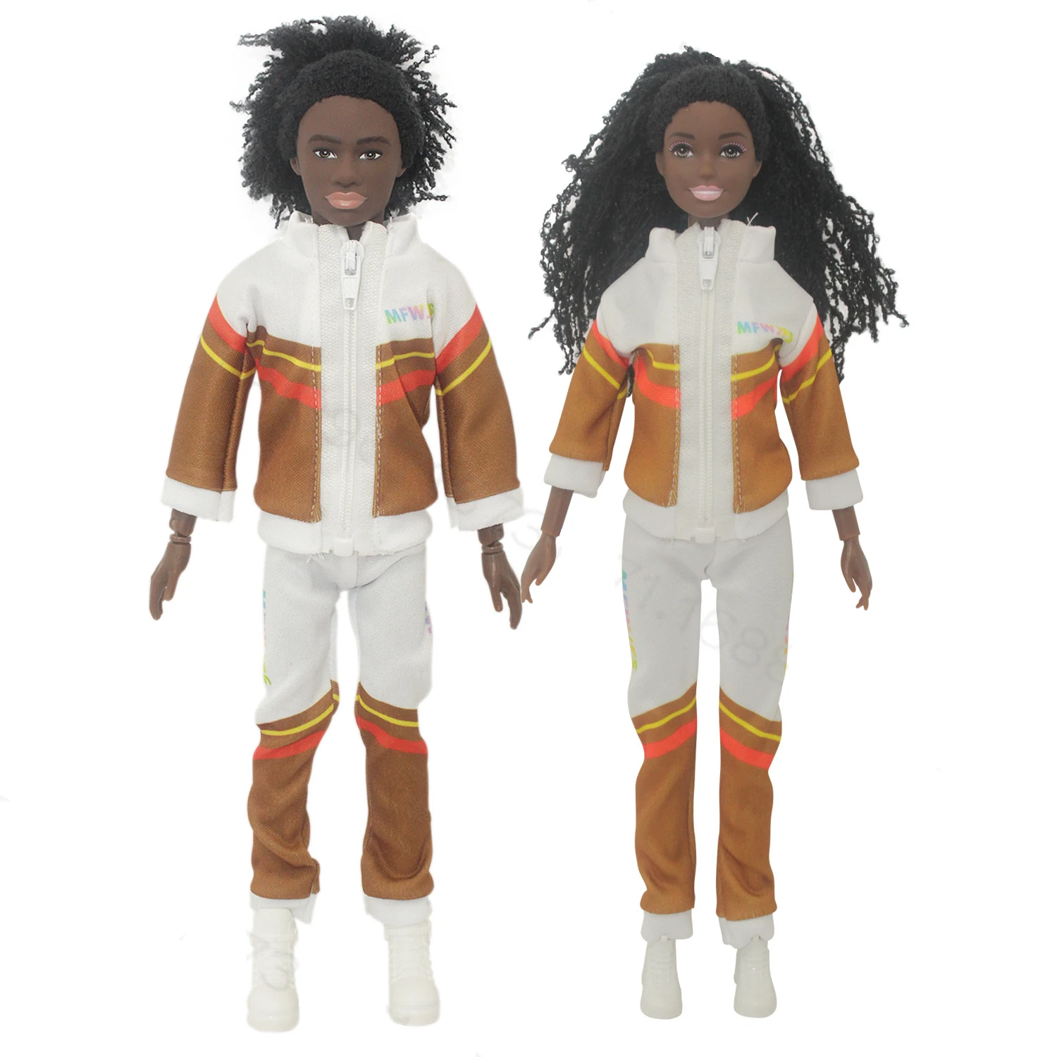 30cm Black African Couple Doll Joints Movable Chocolate Skin Dirty Braids 1/6 African Doll Sports Sets Kids Play House Toy Gifts