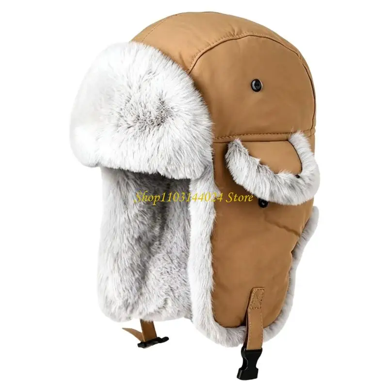 N5KE Winter Ear Flap Hat with Polyester Shell, Faux Lambswool Interior, Reinforced Stitching, and Foldable Trapper Design for