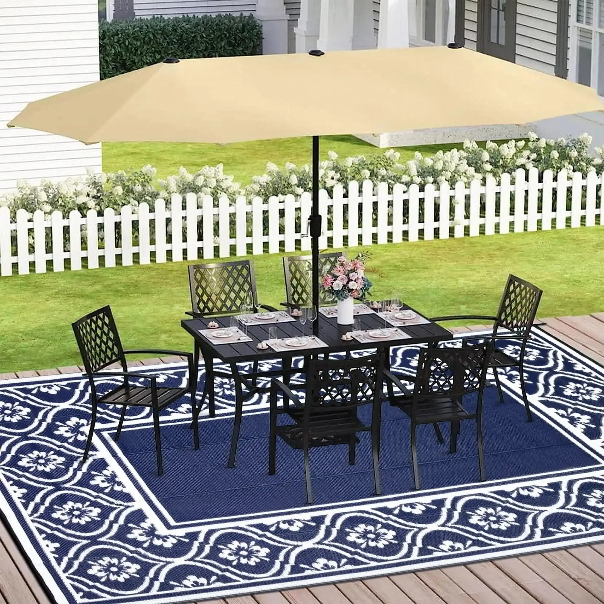 Rugs on Sale Clearance 6'x9' Waterproof Plastic Patio Rugs, Straw Camping RV Rugs for outside, Balcony, Pool, Deck Rug