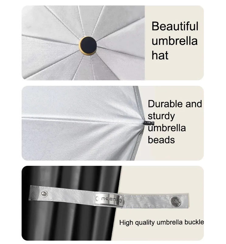 Triple Fold Reverse Mechanical Umbrella, Led Lighting Umbrella, Automatic In Stock Business, Black Rubber Sun Protection Umbrell