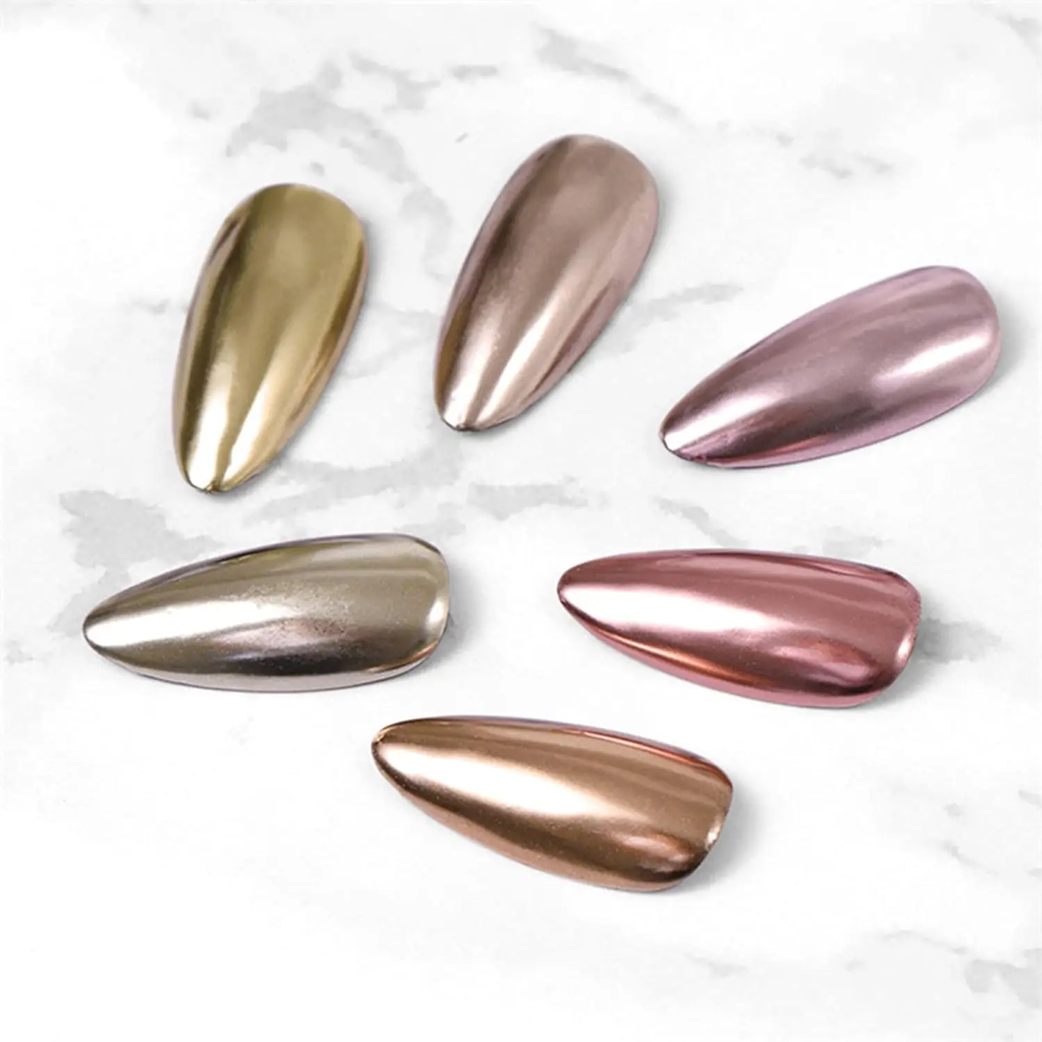 6 Farben/Set Metallic Spiegel Chrom Nagel Pulver Holographische Chamäleon Glitters Maniküre Staub Rose Gold Champagner DIY Nagel Pulver – Detail 2