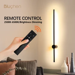 Remote Control Dimming Led Wall Lamp AC85-265 Modern Long Wall Light Fixture 800 1000mm Black Interior Wall Lamp Wall Sconce