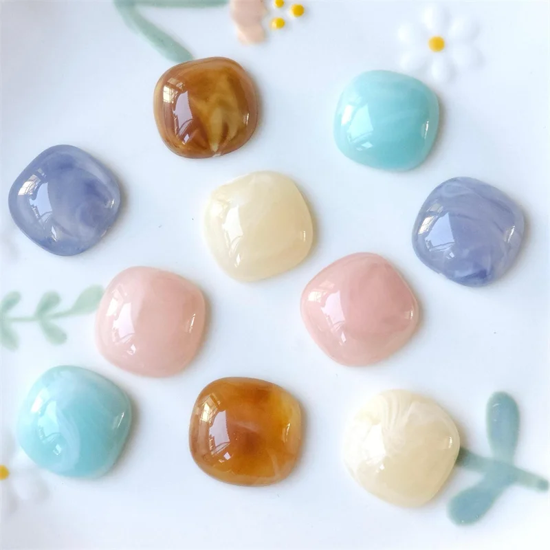 أحدث 100 قطعة/الوحدة 18 مللي متر اللون نغمتين التدرج الهندسة شكل مربع الراتنج كابوشون الخرز لتقوم بها بنفسك مجوهرات الملابس الشعر التبعي #3