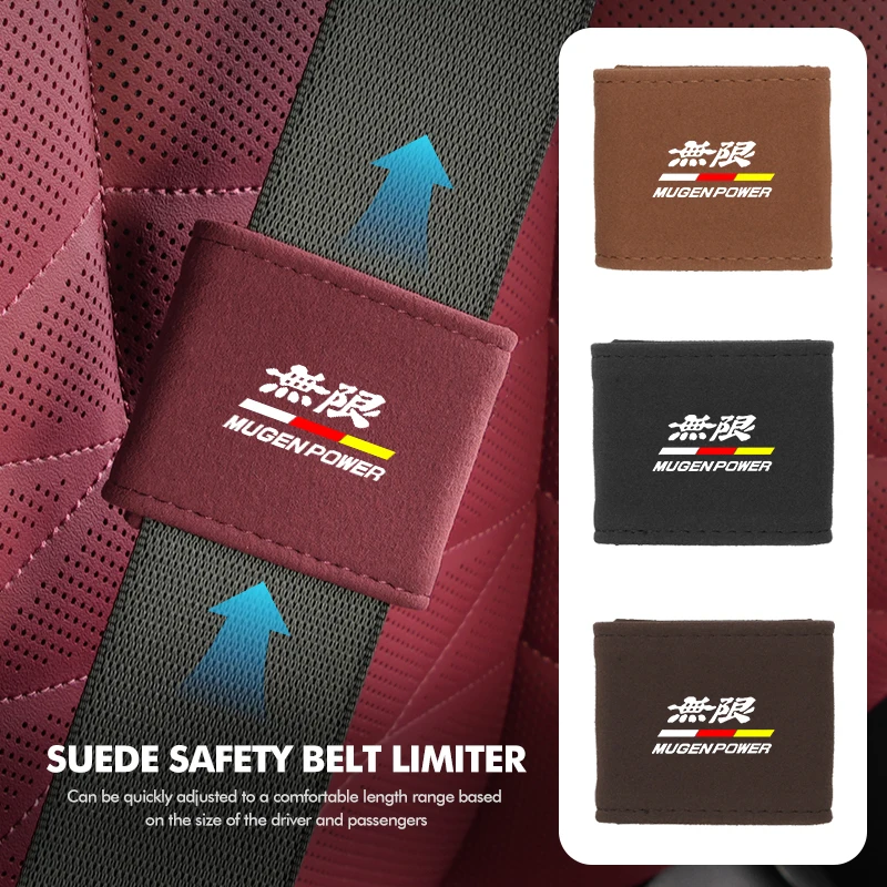 Car Seat Belt Limiter Suede Fixed Clip Auto Accessories For Honda Mugen Power Typer Civic Accord CRV