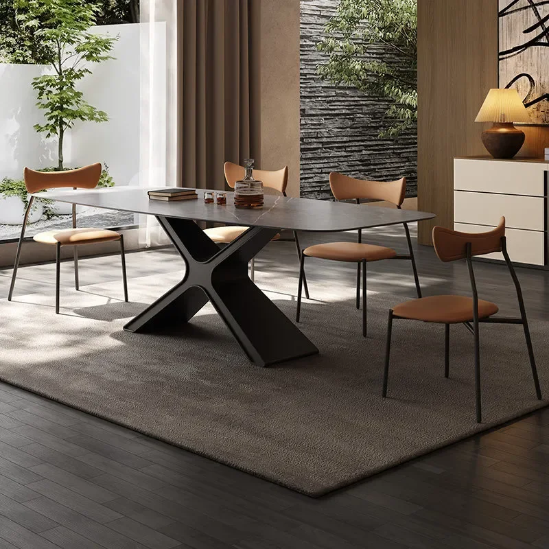 for Italian Light Luxury Villa B&B Whole House Matching Dining Table and Chairs Spot Customization Modern Minimalist Rock