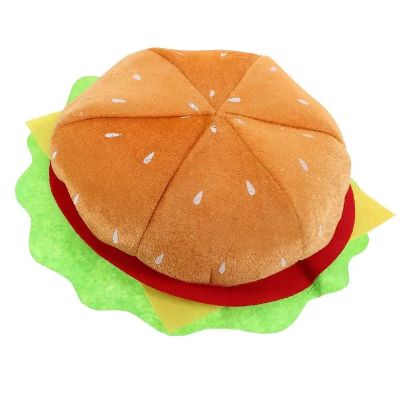 

Hamburger Shape Hat Funny Fast Food Fancy Hat Women Kids Hamburger Carnival Halloween Christmas Party Dress Up Costume