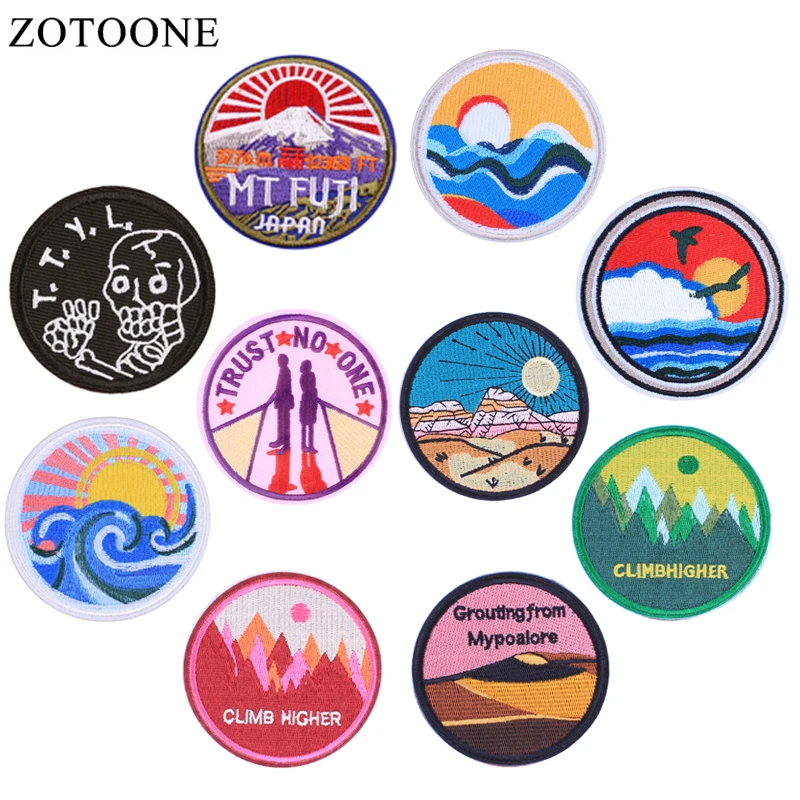 Round Badges Stripes Iron on Letter Patches on Clothes Stripe Stickers on Clothes Embroidered Patches for The Clothing Appliques