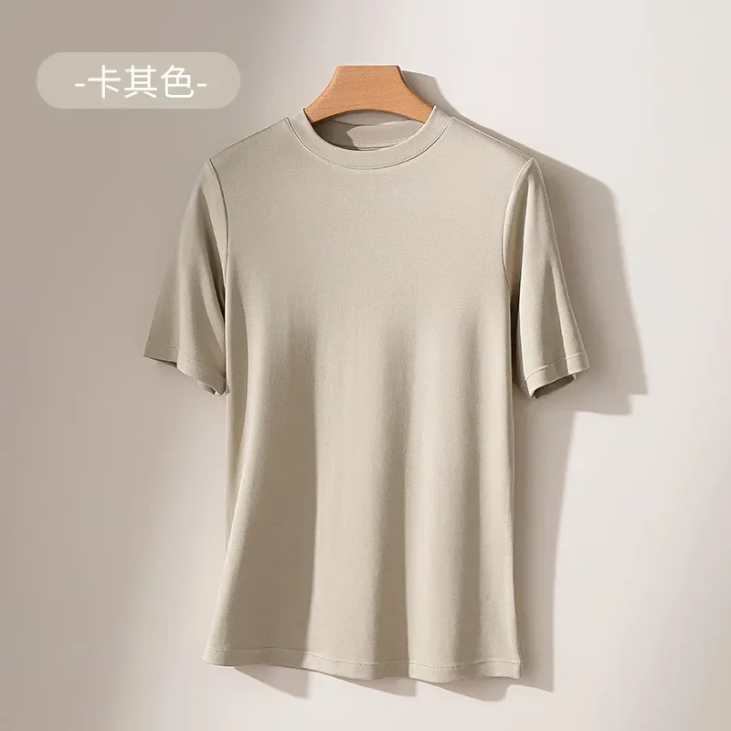 2024 Summer New Women\'s Lanjing Modal Short sleeved T-shirt Cool and Quick Drying Half sleeved Bottom Shirt Round Neck T-shirt