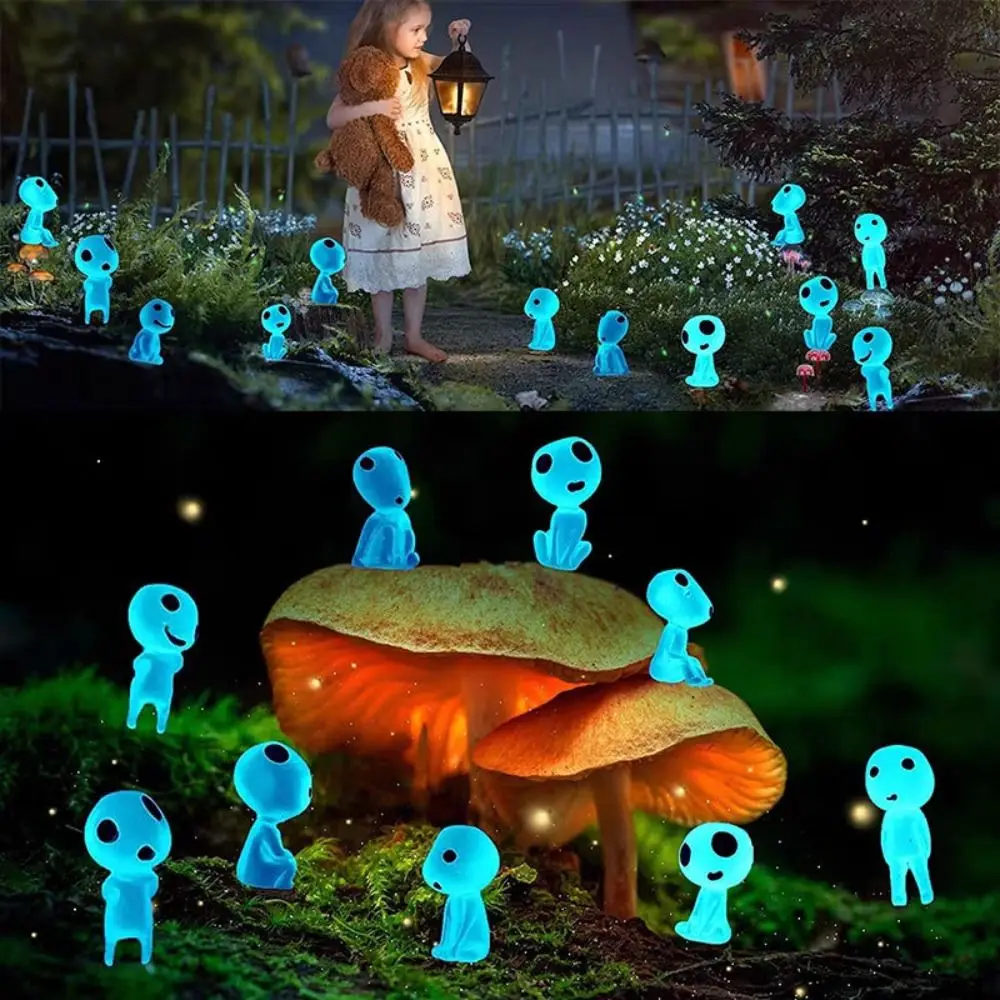 10Pcs Alien Glowing Figurine Luminous Elves Alien Micro Landscape Ornaments Glow In Dark Ghost Kit For Micro Plant Decoration