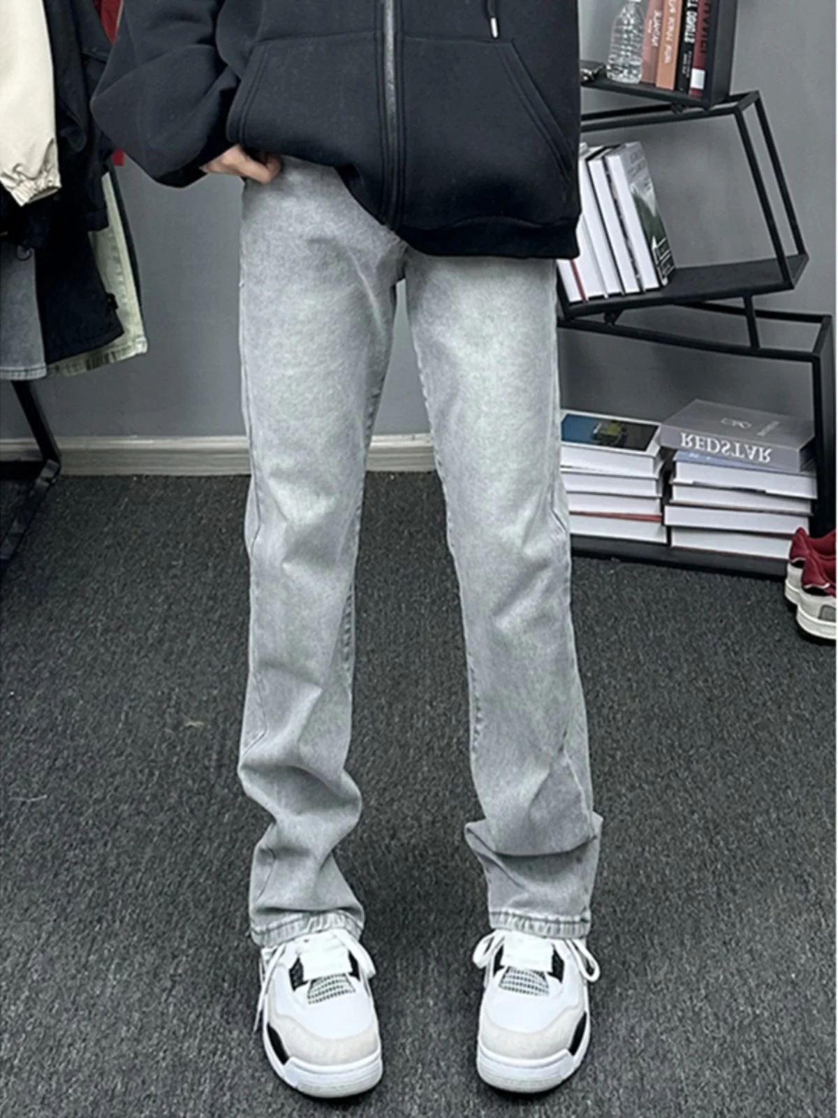 

Мужские джинсы Fce Lined Micro Spicy с прямым кроем, удлиненные, осенне-зимние, модные, повседневные, для подростков, из полиэстера