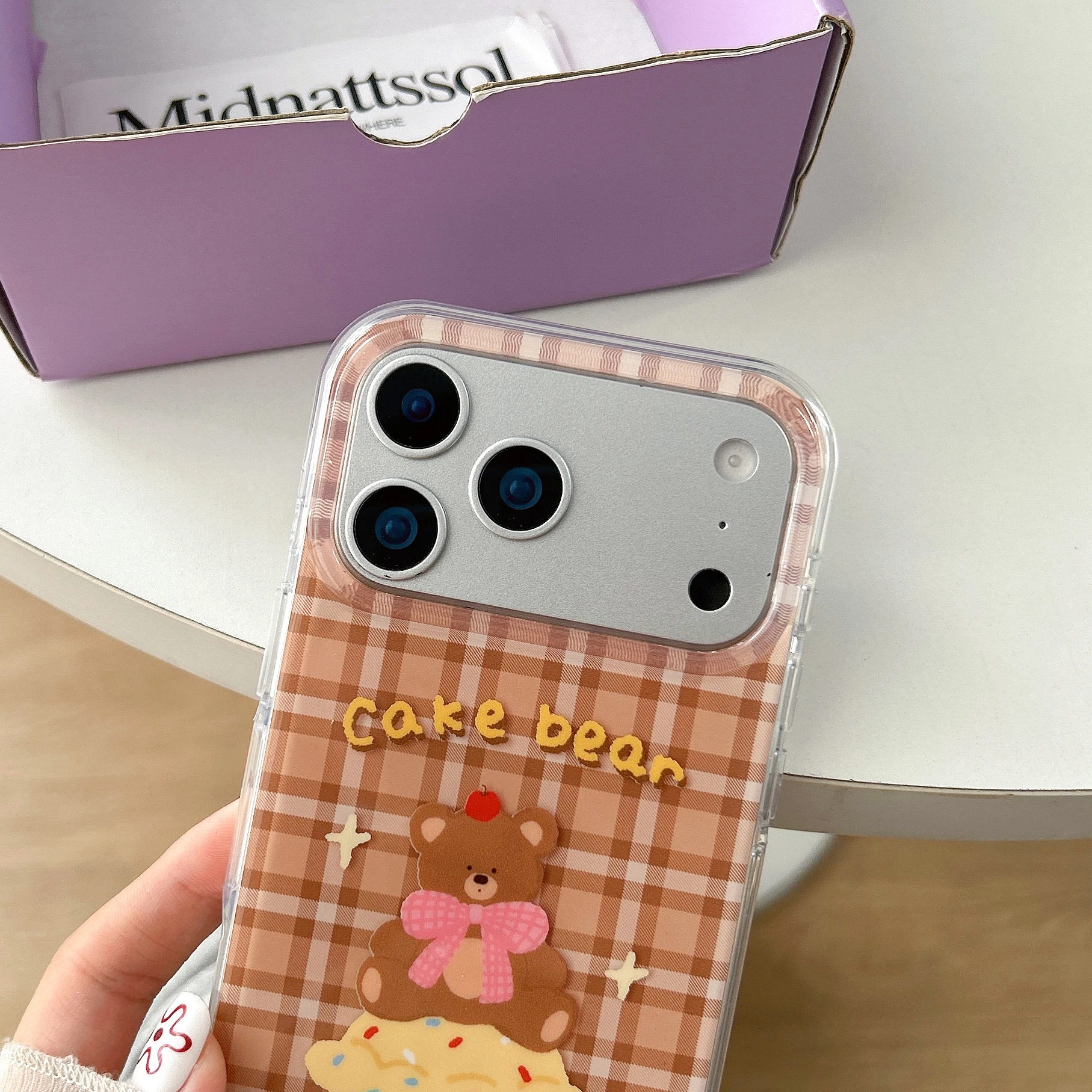 الكورية Ins لطيف الكرتون الوردي القوس الدب كعكة جرو براون منقوشة جراب هاتف آيفون 17 16 15 14 13 برو ماكس الغطاء الخلفي صندوق #6