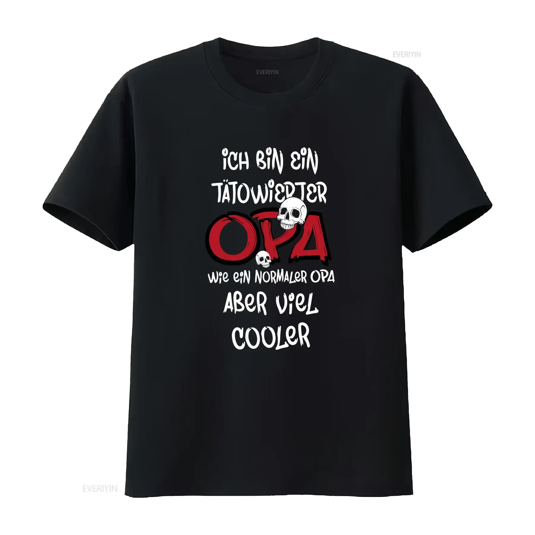 Ich Bin Ein T?towierter Opa Deluxe Herren T Shirt Cool Skull Design Trendy German Quote Perfect for Fashion Forward Grandpas