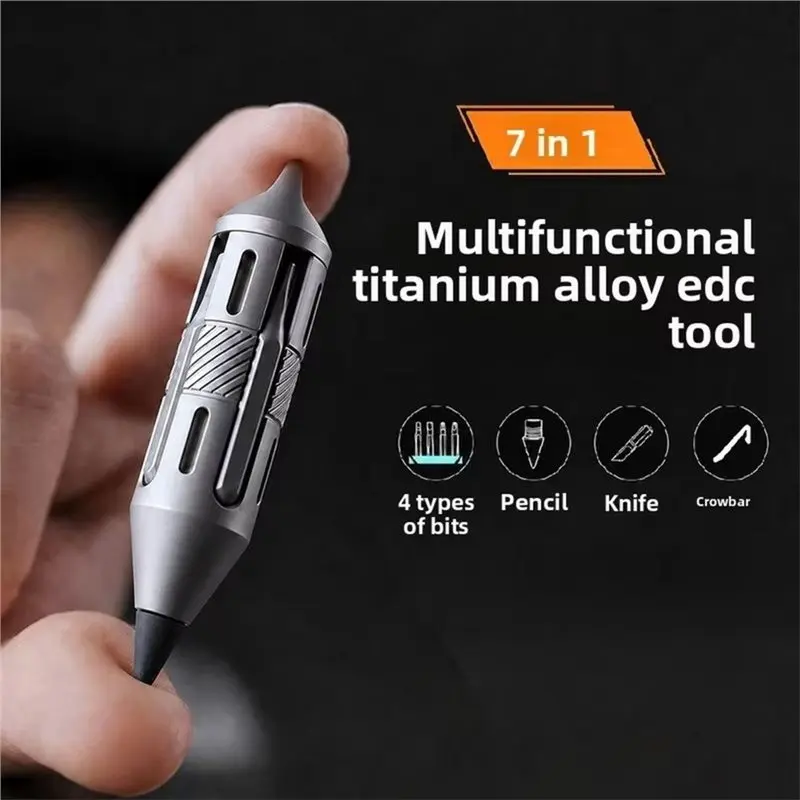 2026 Hot Style Outdoor Camping Multi-Functional Gear Pocket Tools Titanium Alloy Pen Screwdriver Portable