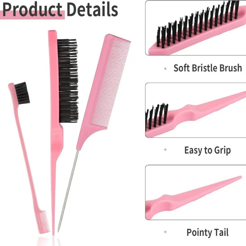 Hair brush and braid set, 5pcs/set, tear comb brush, edge brush, braid tool, hair braiding tool suitable for women men tools new