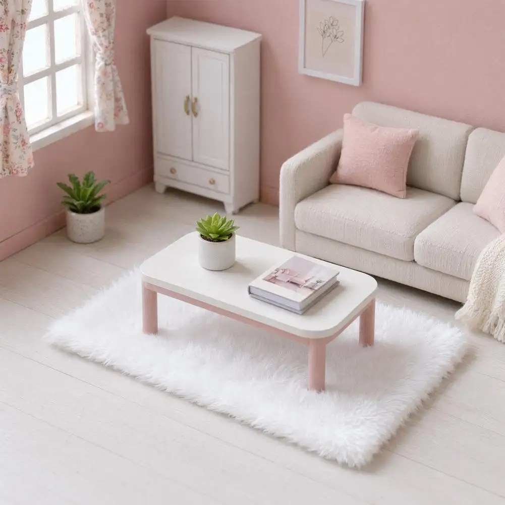Realistic Dollhouse Mat Mini Dollhouse Carpet 1 12 Scale Plush Round Rug Tiny Doll House Floor Mat Micro Landscape for Miniature
