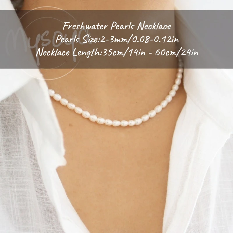 MYSOYA الأبيض الباروك لؤلؤ المياه العذبة قلادة 2-3 مللي متر مع صندوق هدية لها/عيد ميلادها/زفاف/عيد الميلاد/هدية السنة الجديدة