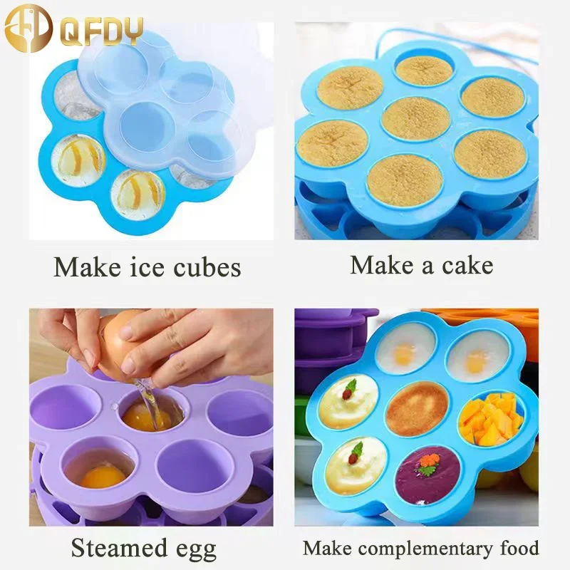 7 Holes Kitchen Storage & Organization Freezer Tray Can Be Reused Silica Gel Baby Food Preserved Egg Bite Mold Home Garden