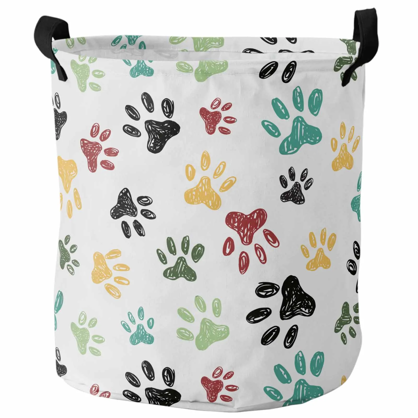 Hand Drawn Animal Footprint Graffiti Foldable Dirty Laundry Basket Kid's Toy Organizer Waterproof Storage Baskets