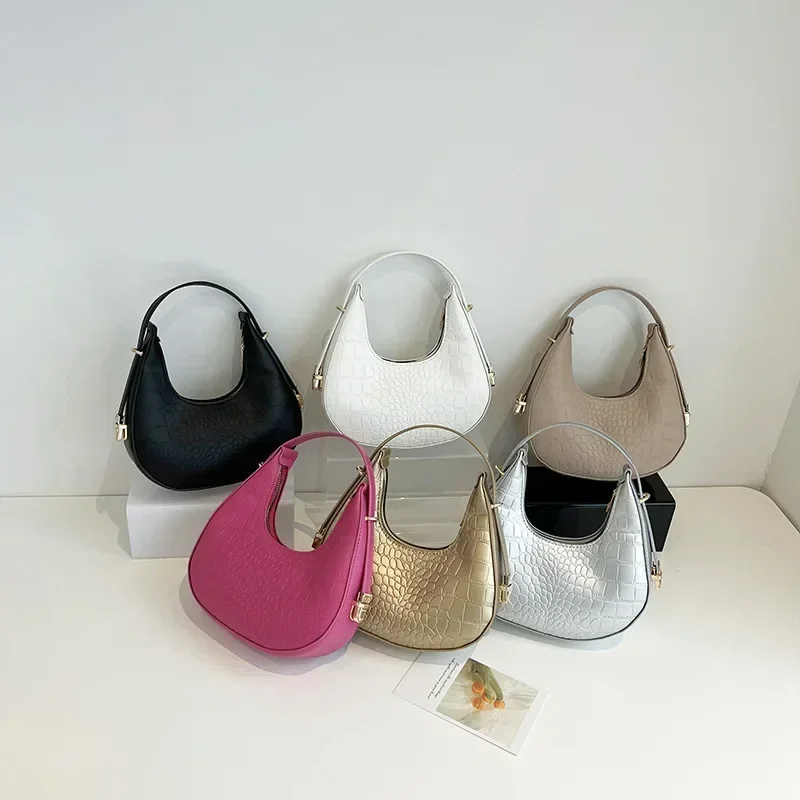 

Retro Leisure Women's Handbag Pure Felt Fashion Underarm Bag Senior Design Trendy All-Match Soft Polyester Lining Handbag