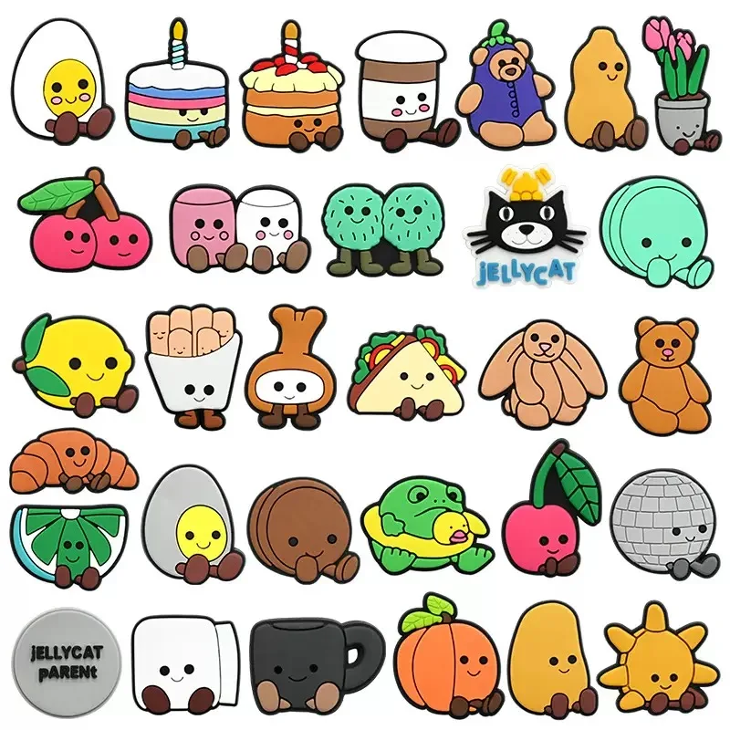 31pcs Cute food fruit Series Shoe Charms Cartoon Shoes Accessories Decorations for Clog Sneaker Wristbands Tumbler Party Gift