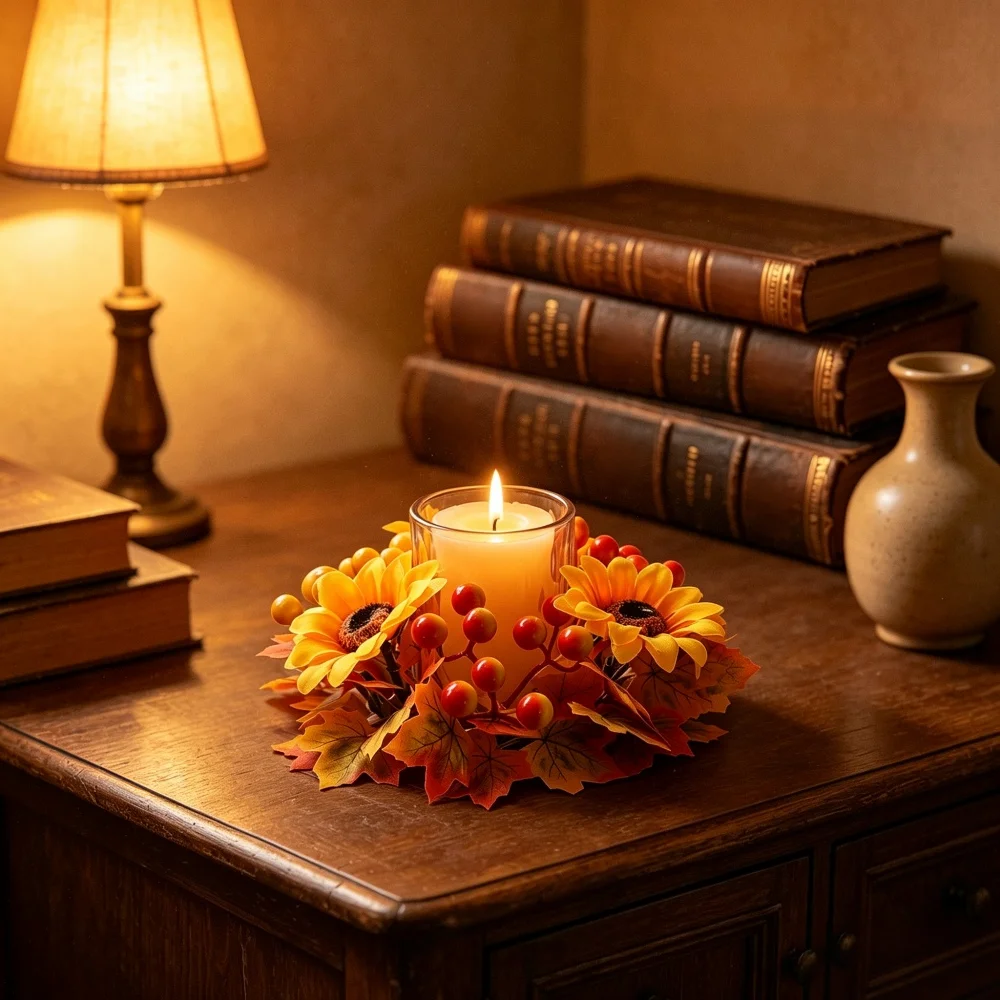 2pcs Mini Fall Candle Wreath T - Artificial Hanging Plants recension och pris