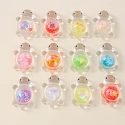 Leslie 10pcs 21x30mm Creative Resin Glitter Turtle Charms Tortoise Pendants for Earrings Necklace Jewelry DIY Cute Kids Toys
