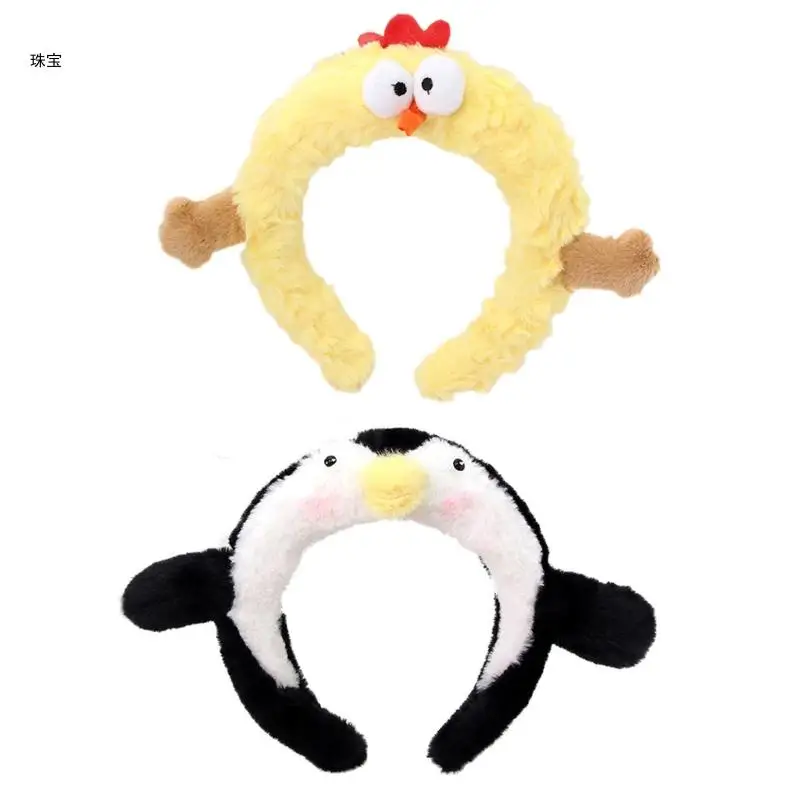 

X5QE Furry Animal Headband Whimsy Chicken for Christmas Halloween Party