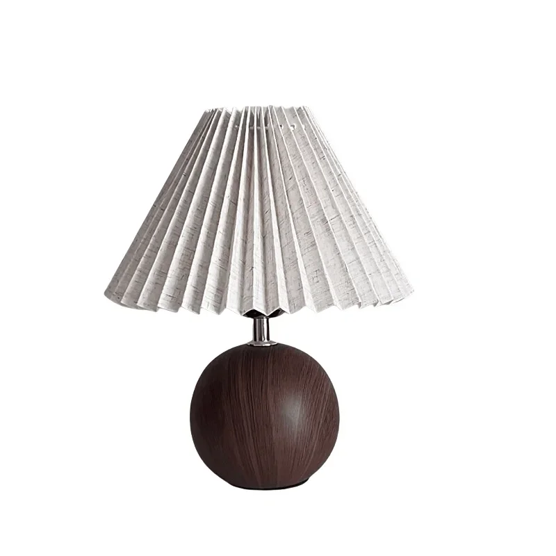 

Walnut/oak grain, pleated desk lamp, dimmable led eye protection