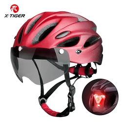 X-TIGER casco da bici per adulti con luce posteriore a LED Dual Mode Goggle casco da ciclismo adatto a caschi da bicicletta leggeri e traspiranti da 58-62cm