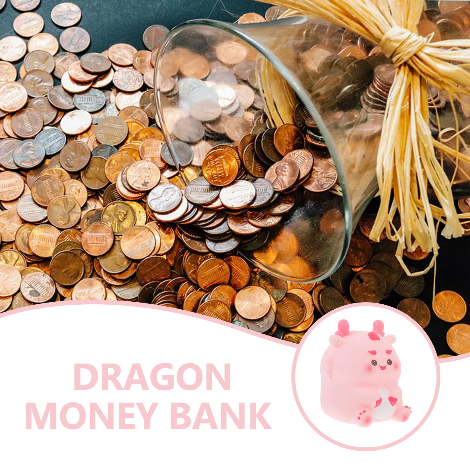 Cofrinho de vinil em forma de dragão, porta-moedas de grande capacidade, adorno, banco de dinheiro fofo para crianças, quarto, sala de estar