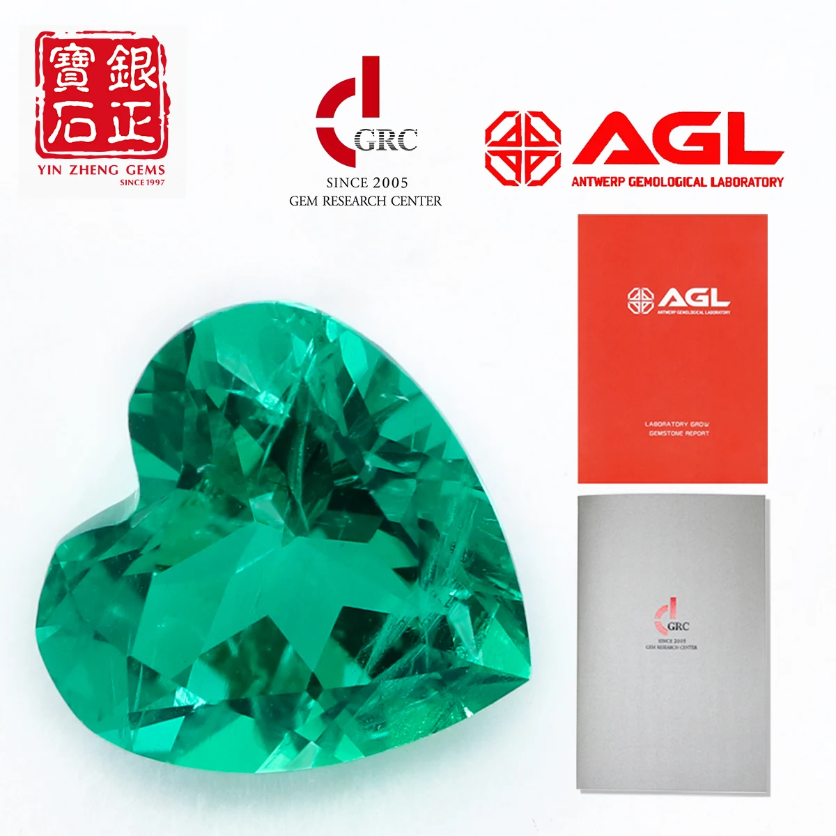 YinZheng Lab Colombian Emerald Hydrothermal Heart Cut Colombian Emerald With Certificate Lab Grown Colombian Emerald