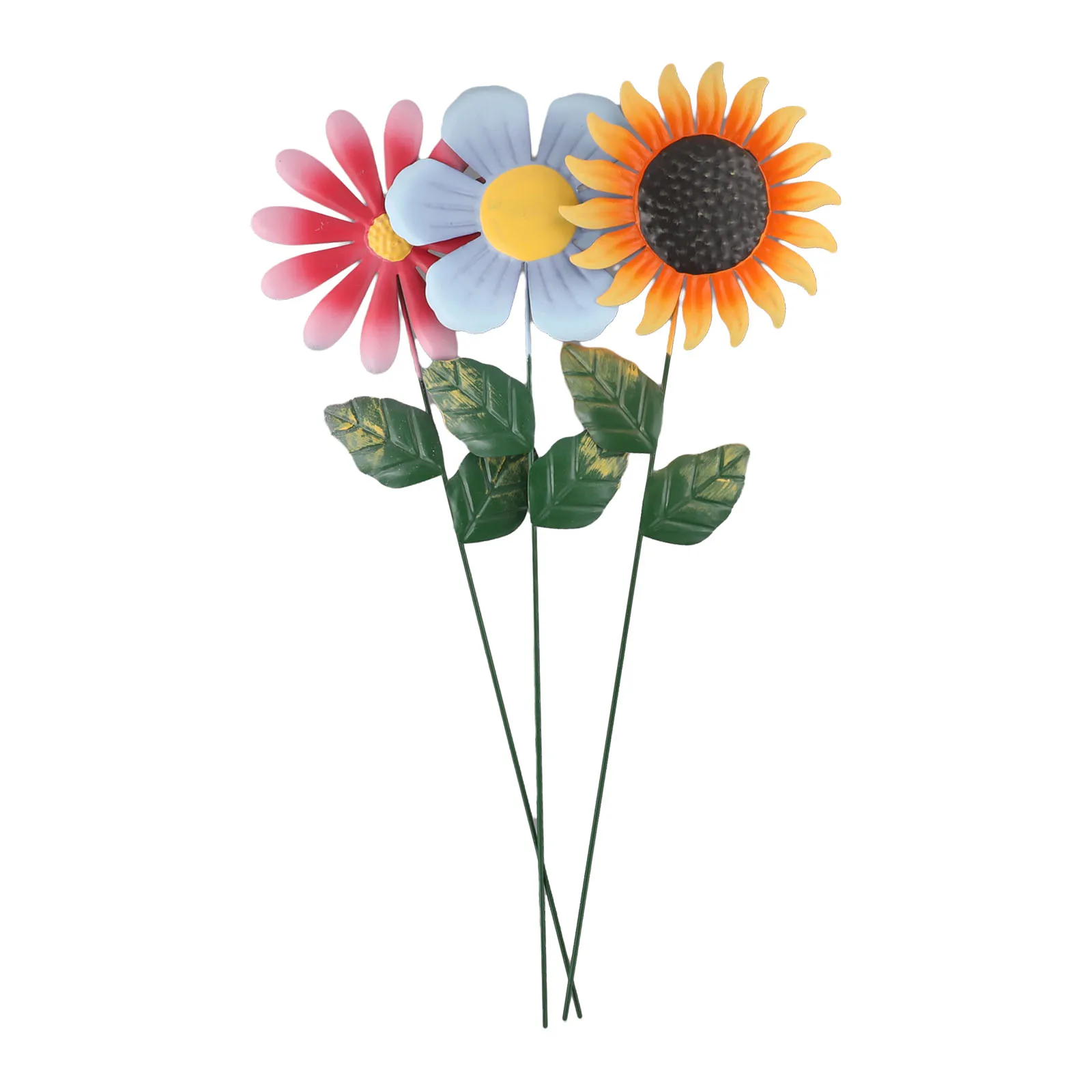 3Pcs Metal Sunflower Garden Stakes Set for Outdoor Yard and Lawn Decoration Weather Resistant Iron Flower Sculptures