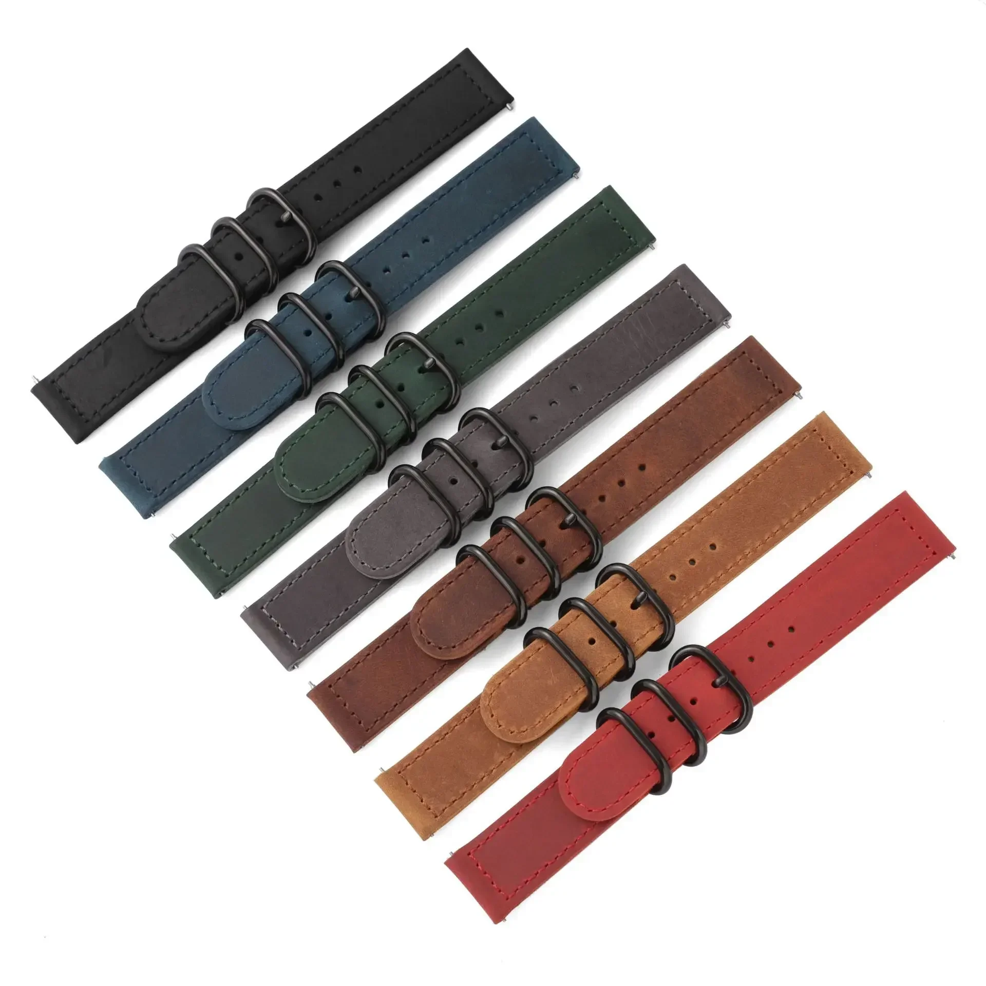 Pulseira de couro crazy horse para samsung galaxy watch 7/6/5/4/fe/3 20mm 22mm pulseiras retrô huawei watch gt 5-4-3-pro