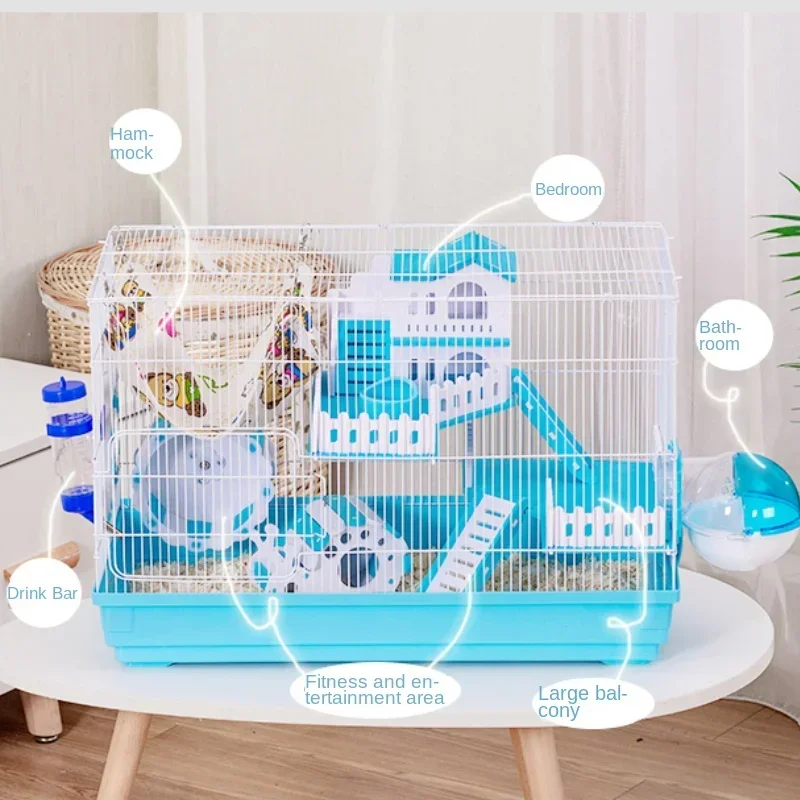 Hamster Cage Small Animal Hedgehogs Rabbit Guinea Pig Large Villa Swing Stairs Package Supplies Toy Set