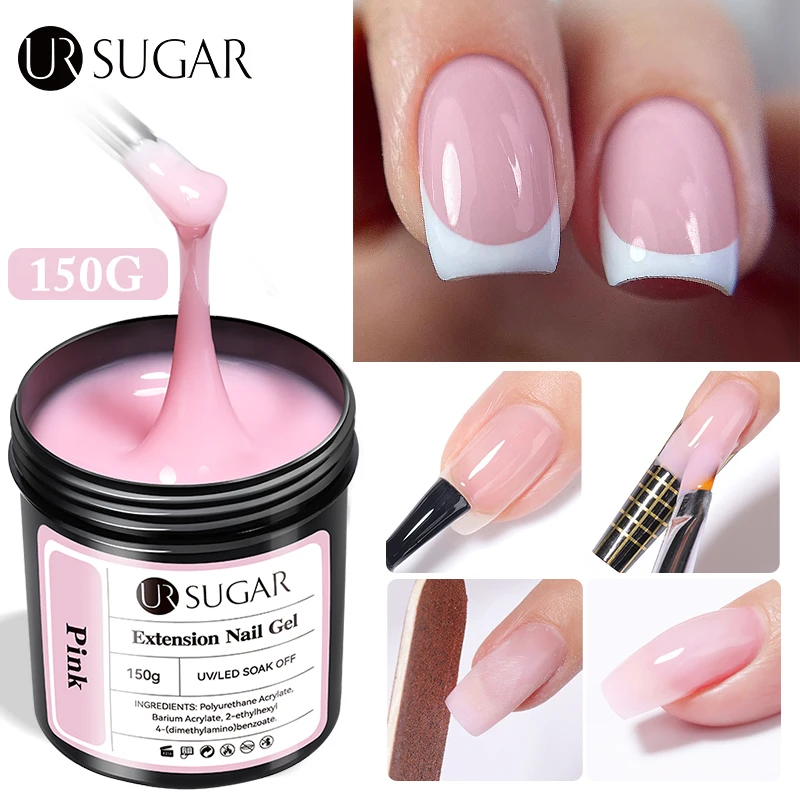 ウルシュガー-クイックエクステンション,マニキュア,ジェル,ゼリー,ヌード,ピンク,ローズ,レッド,UV LED,ソークオフ,150g