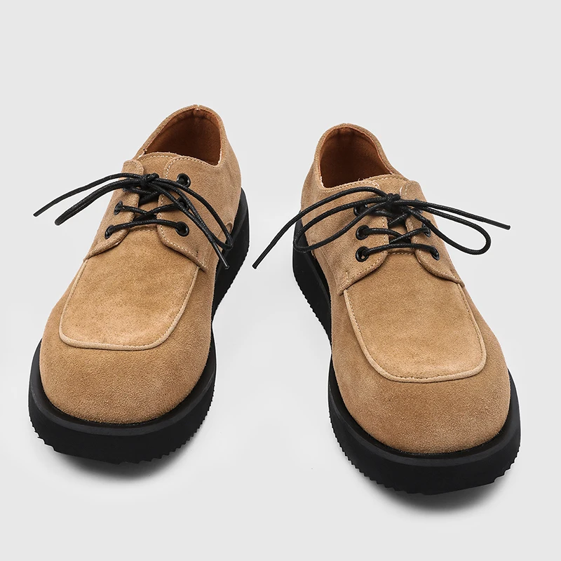 

Couple Fashion Big Head Derby Business Thick Bottom Height Increasing Anti Slip Breathable Casual Commuter Shoes