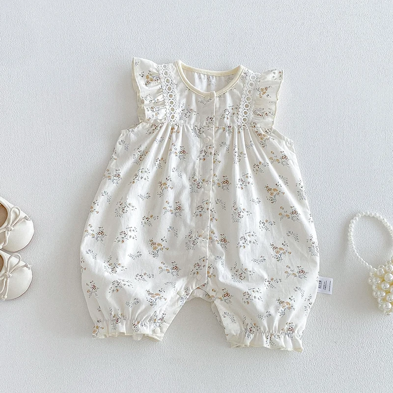 

2026 New Summer 0-24M Baby Girl Clothing Newborn Baby Girl Romper Sleeveless cotton print Toddler Baby Girls Jumpsuit