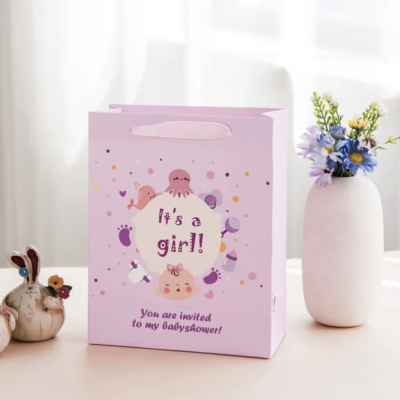 

50Pcs Adorable Baby shower gift bags of Baby cookie cake box for Baby Birthday Candy bags and Paper DIY candy gifts