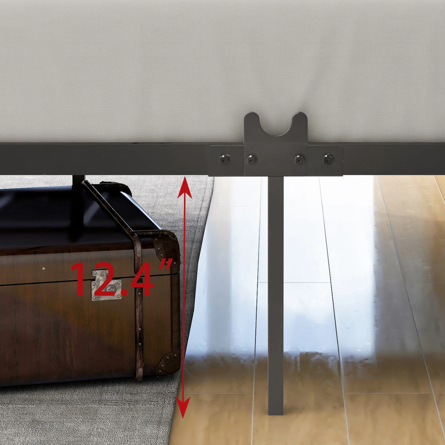 

Metal Canopy Bed Frame, Platform Bed Frame, X Shaped Frame, Full, Black, Modern Design