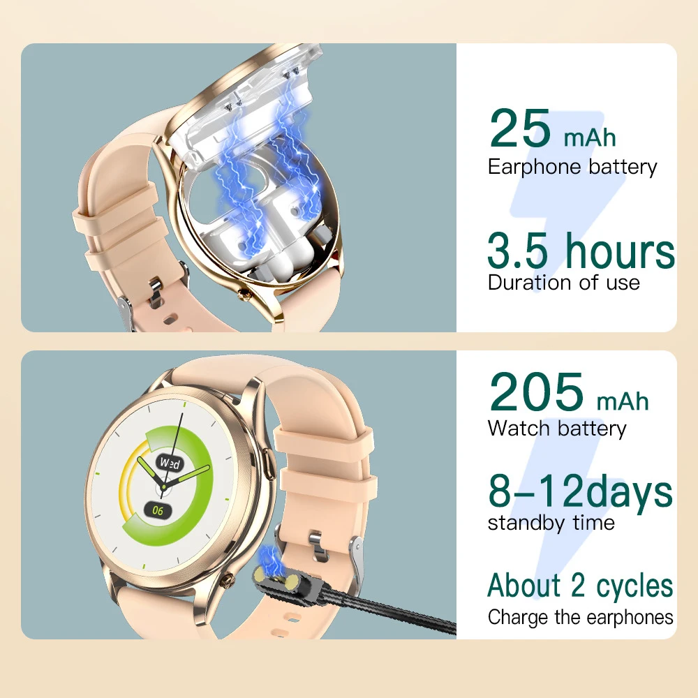 2 で 1 スマートウォッチ TWS イヤフォン防水青歯通話スポーツ腕時計ワイヤレスイヤホン女性心拍数健康スマートウォッチ