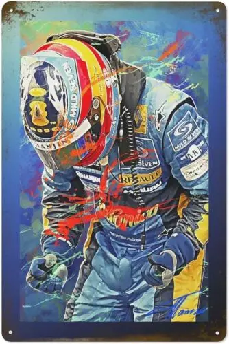 Fernando Alonso Metal Tin Sign Poster Painting Sign Funny Wall Vintage Art Decor