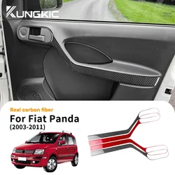 Real Soft Carbon Fiber For Fiat Panda 169 2003 2004 2005 2006 2007 2008 2009 2010 2011 Door Handle Panel Sticker LHD RHD