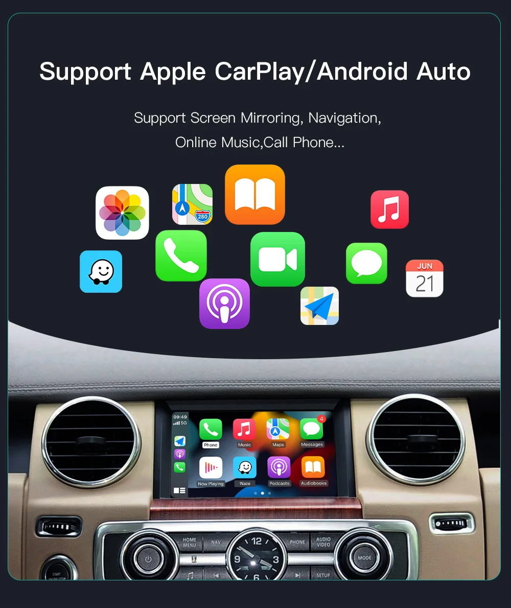 AUTOABC Kabelloses Carplay Android Auto für Land Rover Jaguar Bosch Discovery 4 Aurora Freelander 2 XE XF XJ Airplay – Detail 5