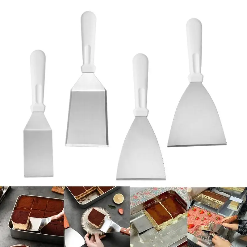 Espátula para pasteles de acero inoxidable con mango de plástico, espátula para queso, espátula para pizza, espátula para hornear pasteles y pizzas, herramientas para hornear