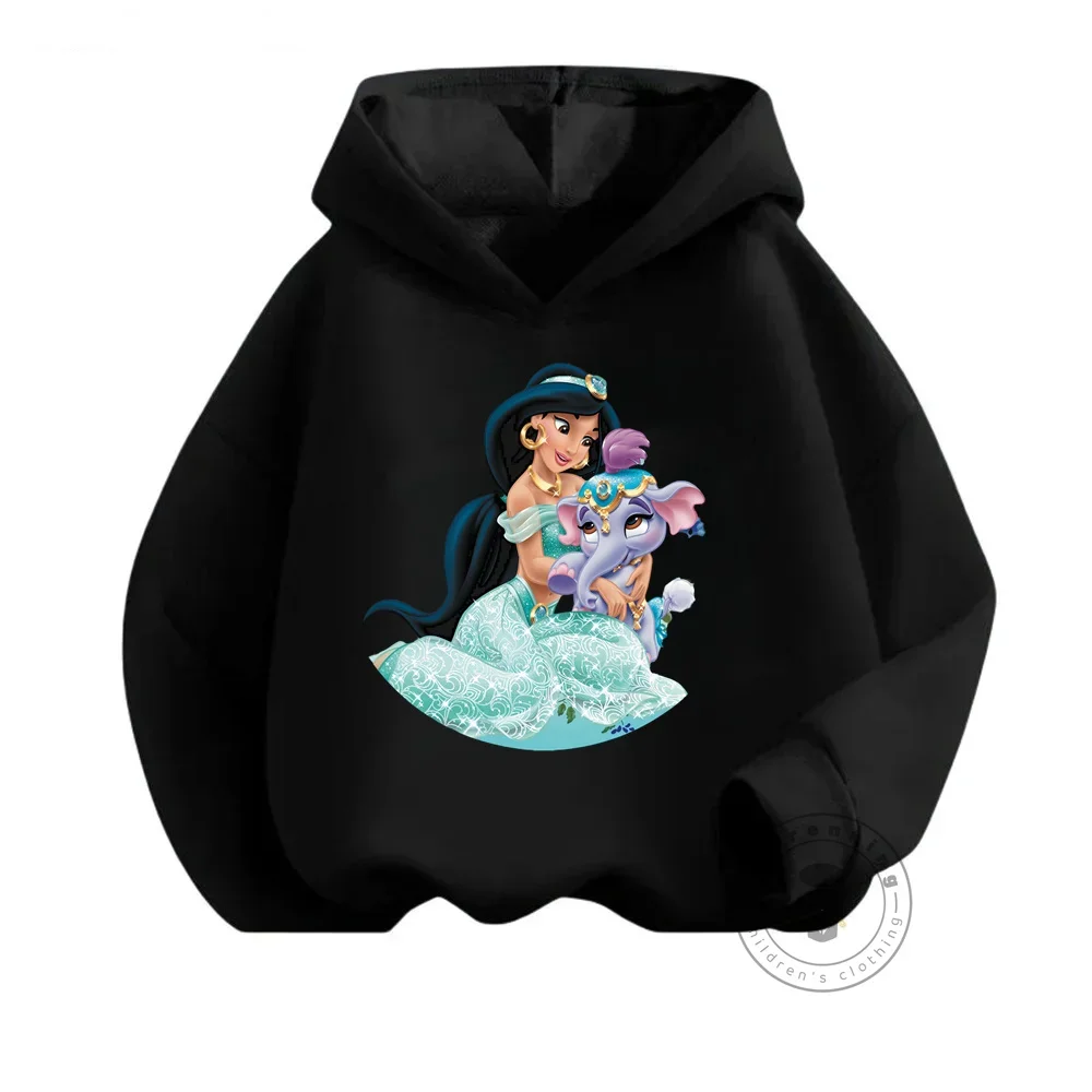 2024 Disney Cartoon Printing Hoodies Girls Sweatshirt Autumn And Winter Harajuku Pullovers Disney Aladdin Casual Hooded Tops