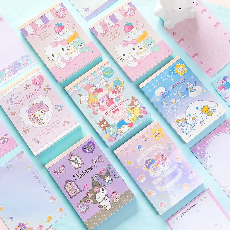 Sanrios HelloKitty Stickers Handbooks Melody Cinnamoroll Cartoon Notes Students Stationery 8Types InnerPage Paper Children Gifts