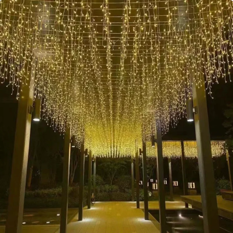 24V Icicle String Lights Christmas  8 Modes 200LED/20M480LED Plug in Curtain Waterproof for Holiday Wedding Party Garden