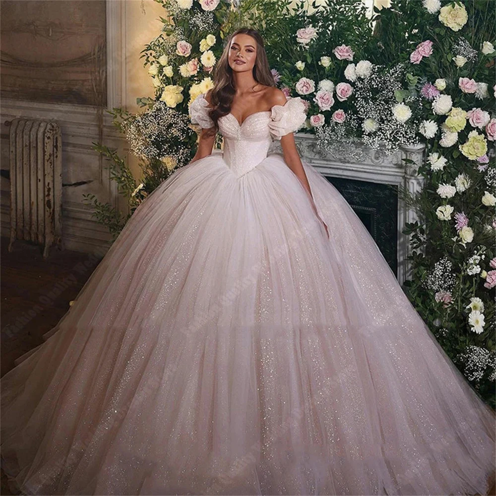 Romantic Pretty A-Line Wedding Dresses Simpe Smooth Tulle Bridal Gowns Sexy Floor Mopping Engagement Banquet Vestidos De Novia