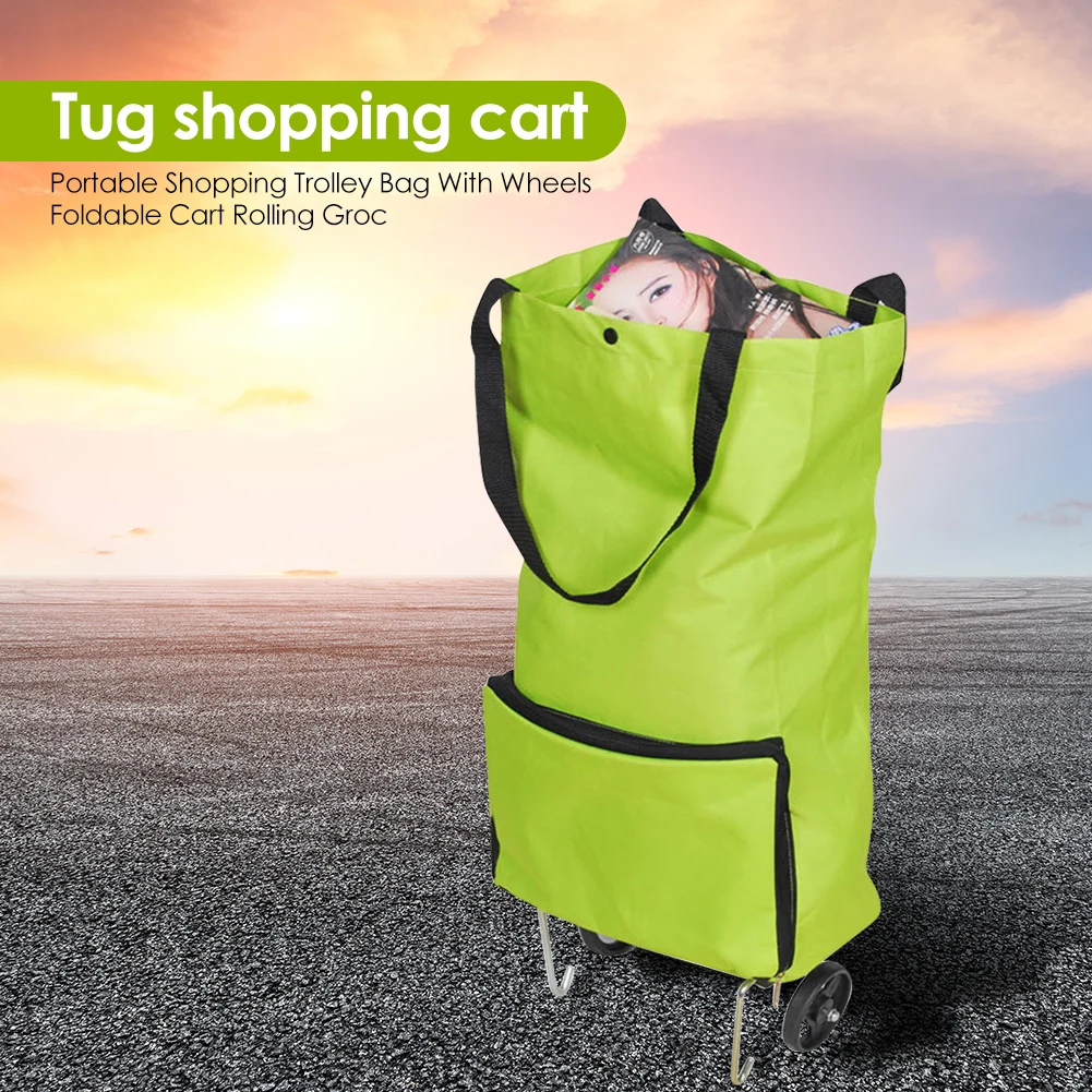 Trolley Bag Reusable Shopping Bag with Wheels Shopping Cart Carry-on Bag Upgrade Shopping Bag Folding Grocery Cart Eco-friendly