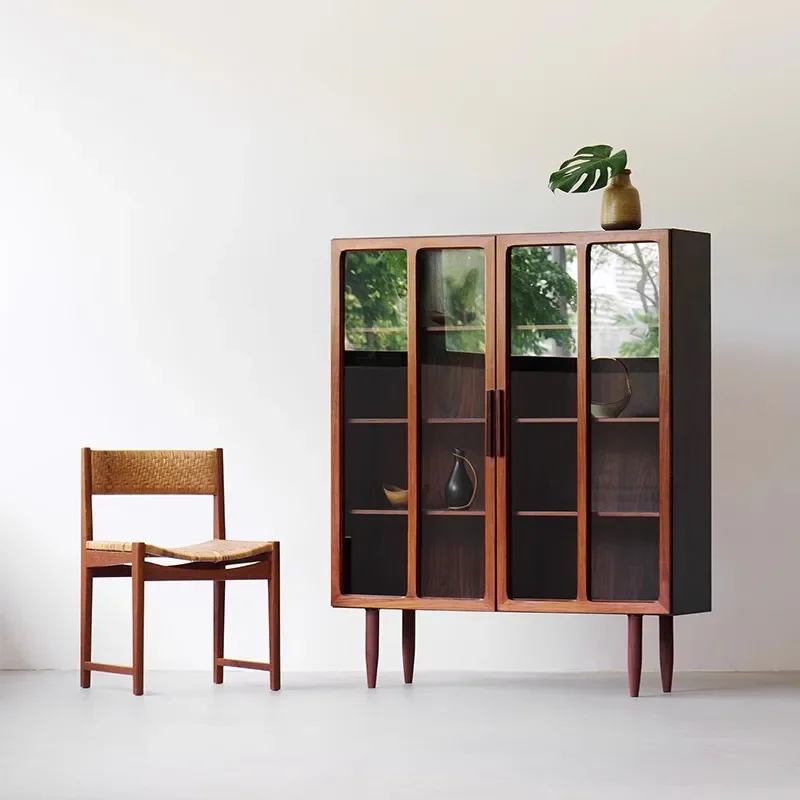 Retro Modern Design Bookcase Cherrywood Storage Locker Tableware Furniture Solid Wood Sideboard